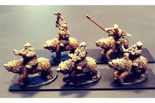 Dwarian Cavalry with Crossbows on Bears (16 figures)