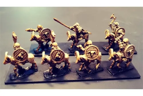 Dwarian Ram Cavalry with Axes and Shields (16 figures)