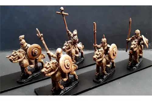 Hellian Cavalry with Spears and Shields on Unarmored Horses (16 figures)