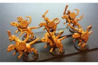 Scalian Cavalry Swords and Shields on Unarmored Chameliex (16 figures)