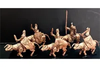 Legian Cavalry with Swords & Shields on Heavily Armored Bulls (16 figures)