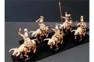 Legian Cavalry with Swords & Shields on Unarmored Bulls (16 figures)