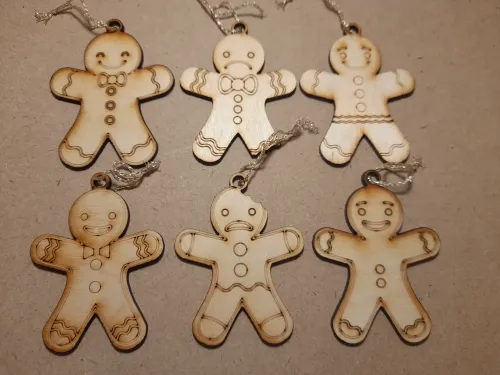 Set of 6 plywood Gingerbread Men